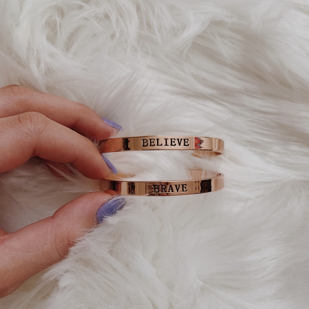 Two Rose Gold Bracelets with Engravings